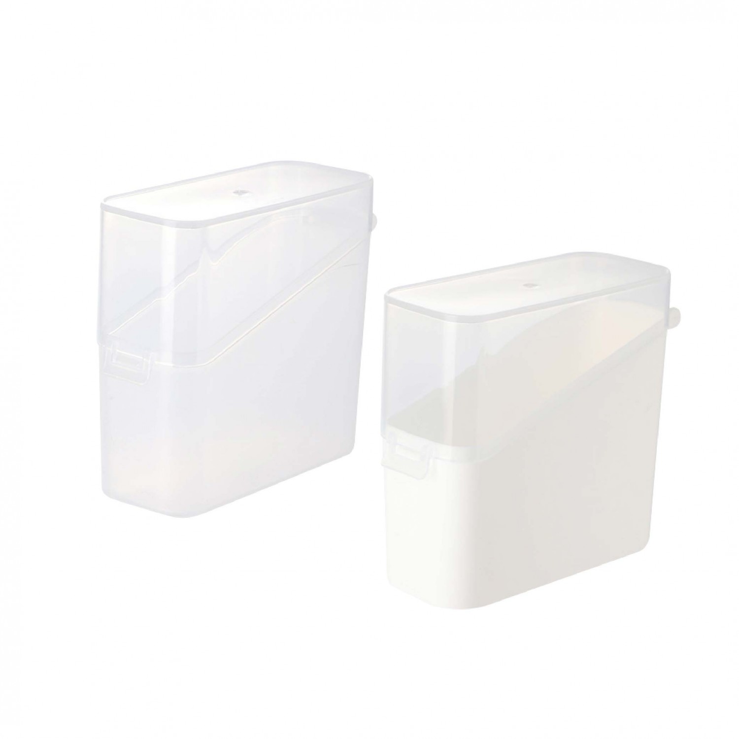 日式斜開蓋收納盒｜白色/透明