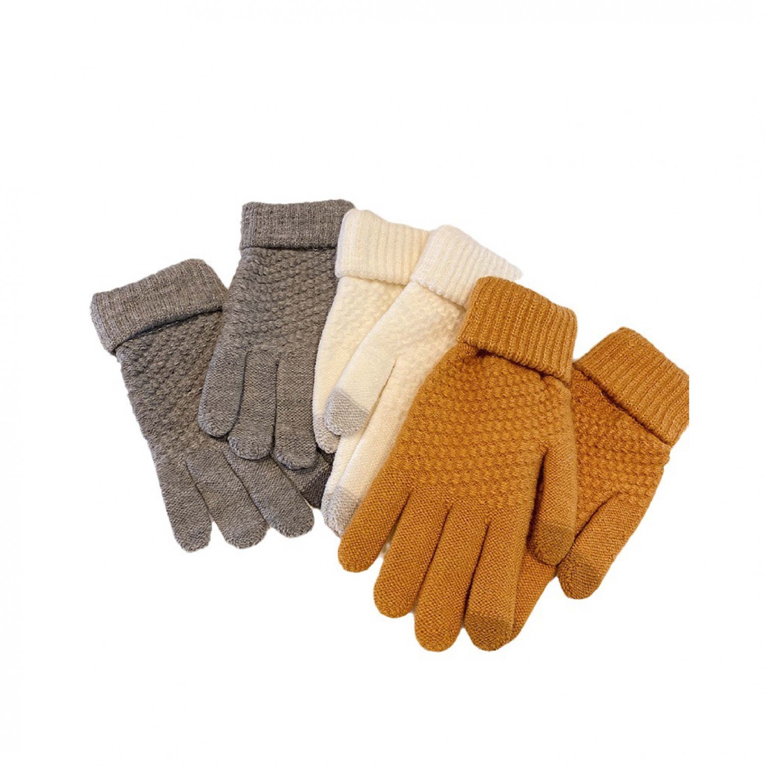 2指觸控針織手套｜均碼｜黑色/白色/黃色/藏青