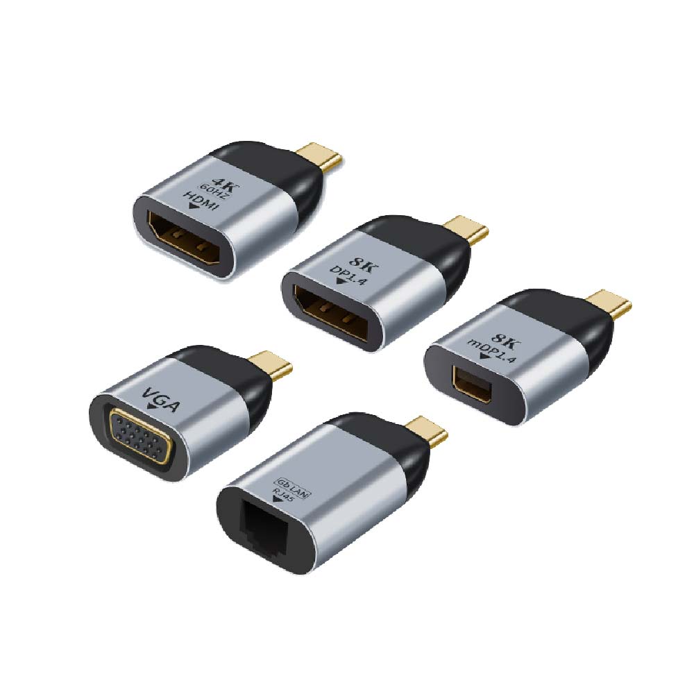 Type-C 轉 HDMI / RJ45 / VGA / miniDP / DP 轉接頭｜4K/8K