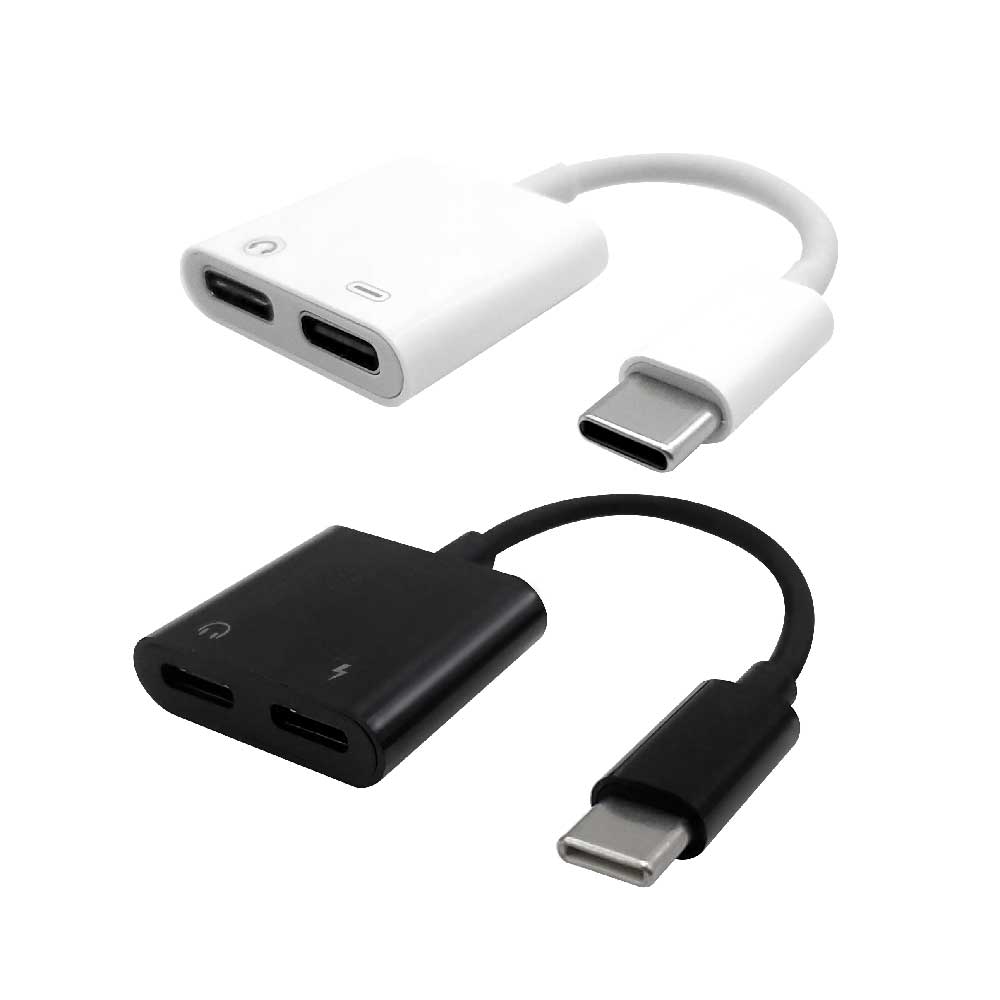 2進1出 Type-C 轉接器 黑/白｜一般款/快充款｜適用連接耳機/OTG轉接隨身碟