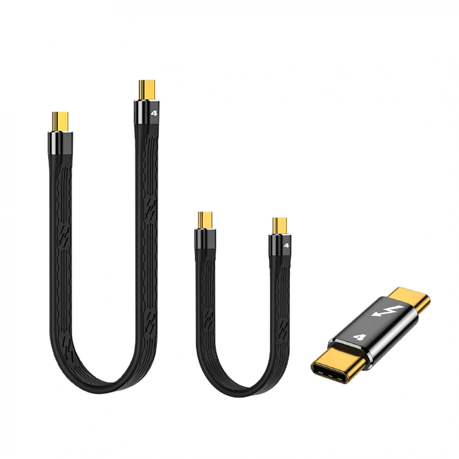 雷電4-Type-C公對公軟板線&轉接頭｜雙向100W快充/8K@60Hz/支援20V/5A