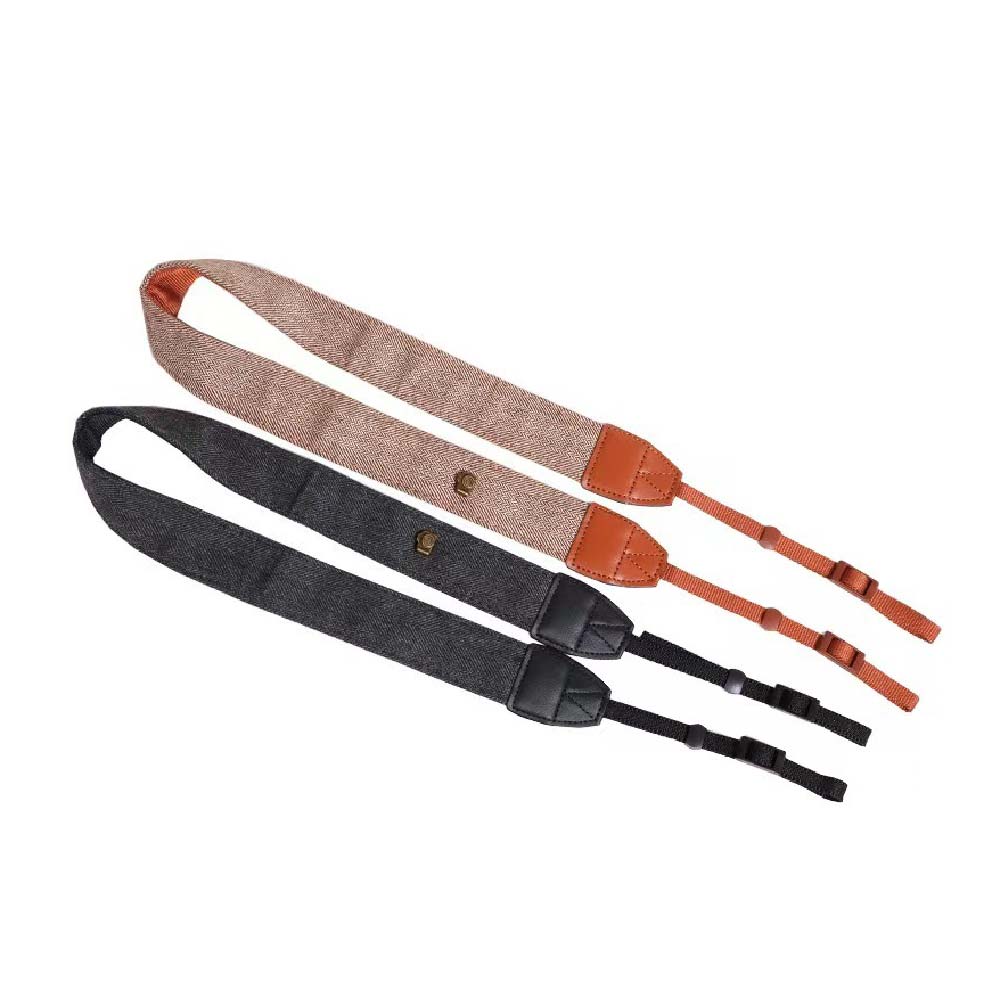 復古相機肩帶｜棕色/黑色