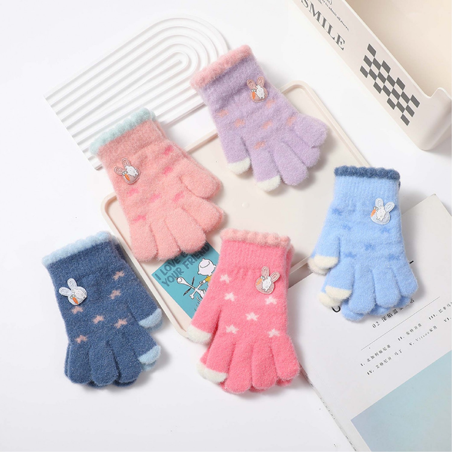 加絨針織兒童手套｜仿羊毛/1-6歲兒童