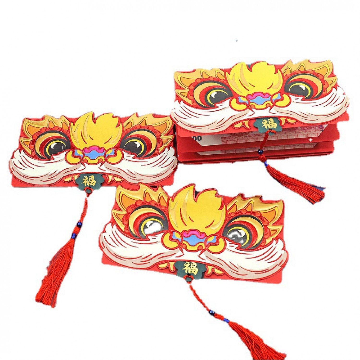 祥獅獻瑞折疊大紅包｜一面6張