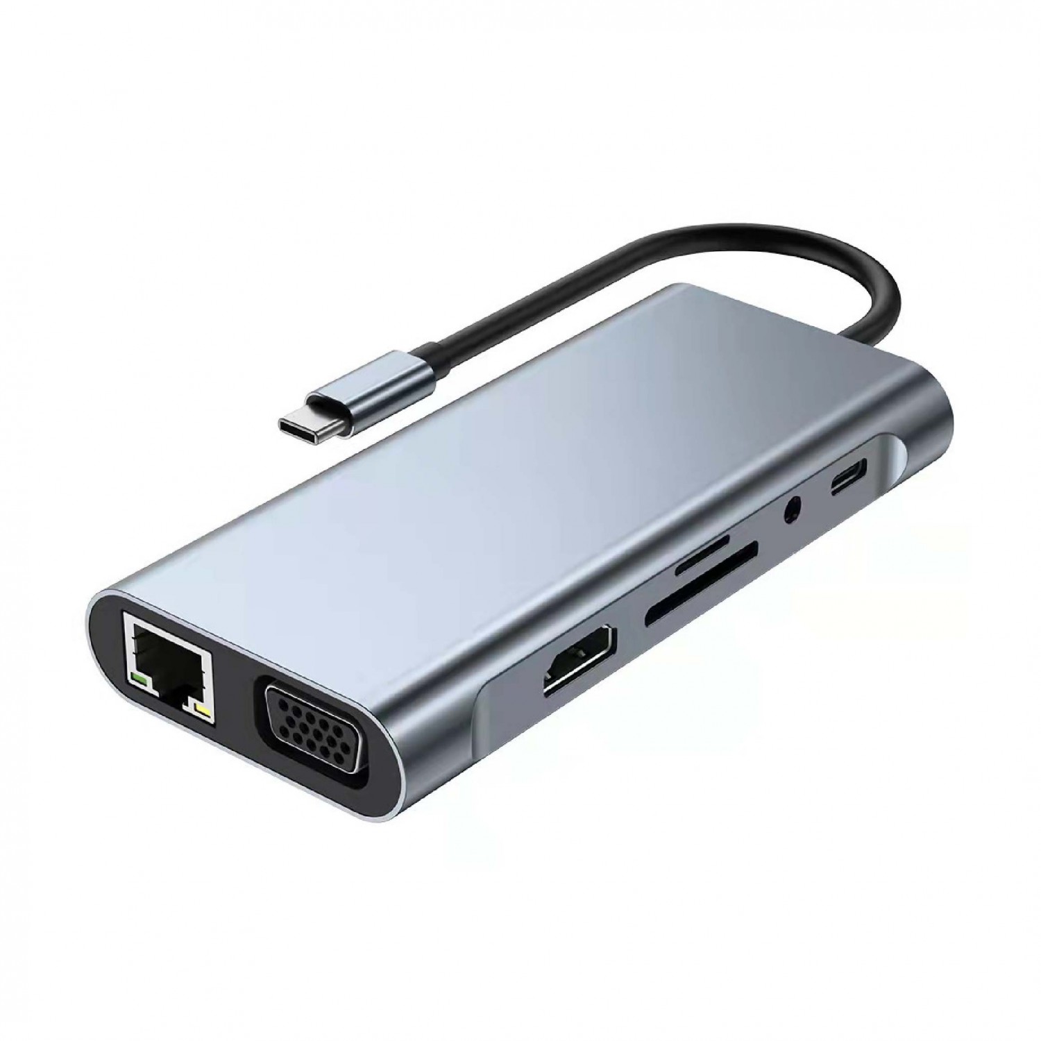 Type-C HUB多功能11合一轉接器｜轉RJ45+VGA+HDMI+SD+AUX+4USB