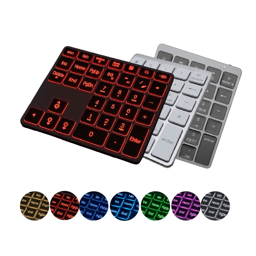 22~35鍵 2.4G/BT模式多功能數字鍵盤｜有線/7色RGB燈/可充電/鋁合金