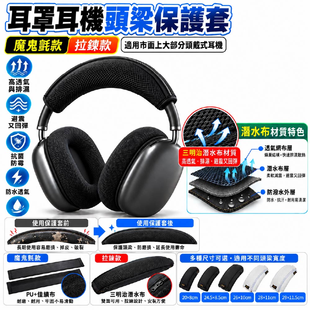 耳罩耳機頭梁保護套｜通用市面上大部分頭戴式耳機
