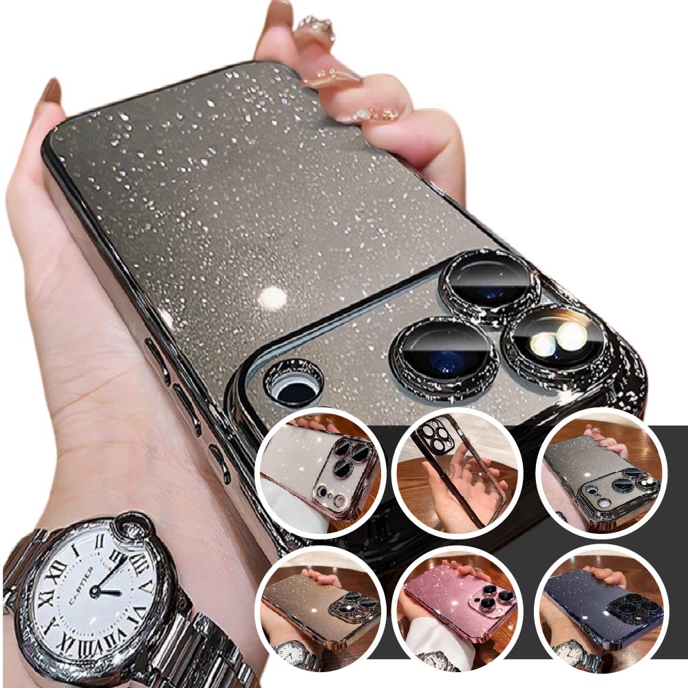 蘋果IPhone17/13~16 PROMAX系列｜閃粉透明高級感手機殼｜帶鏡頭膜