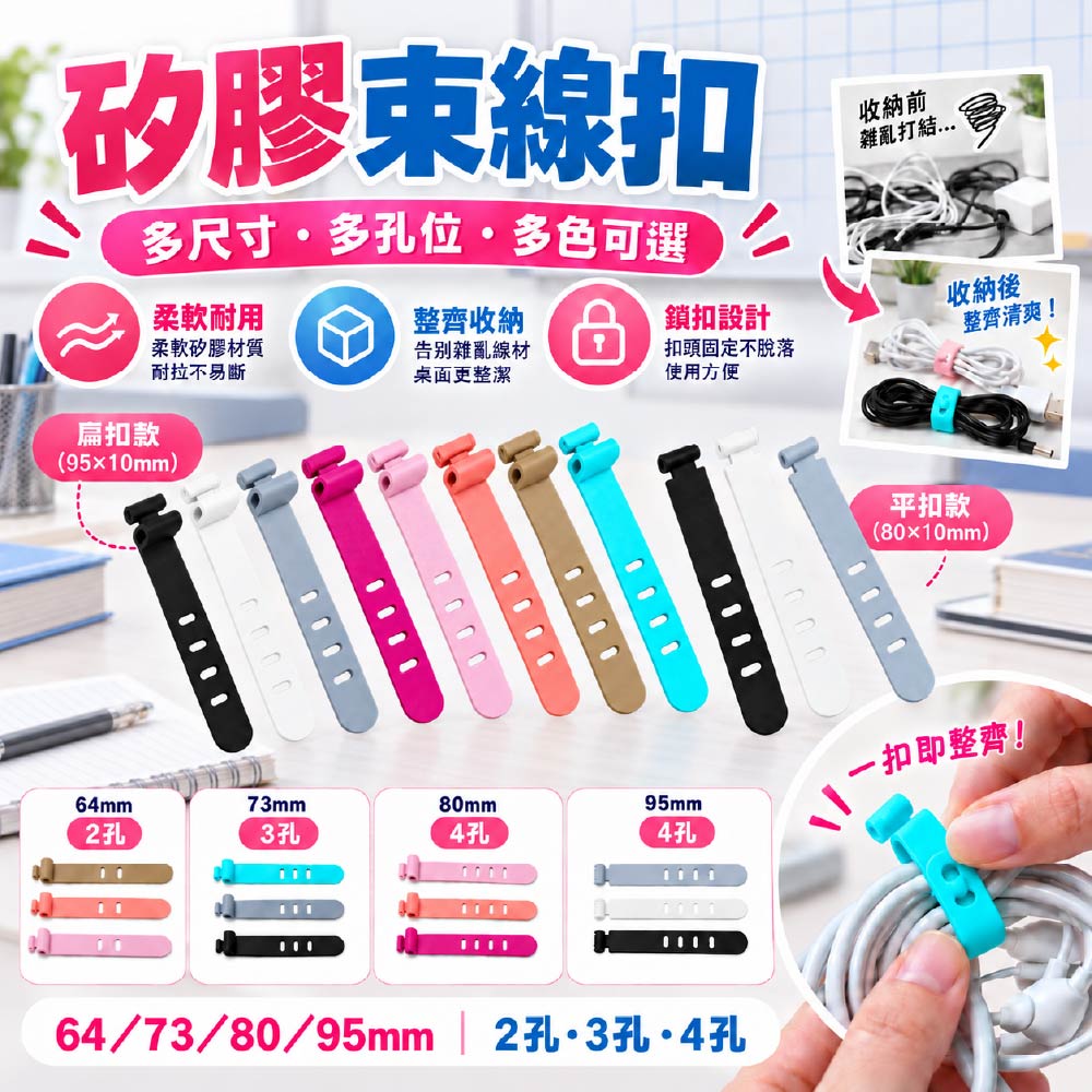 矽膠 充電/數據/耳機線 理線器/束線帶｜64~95mm