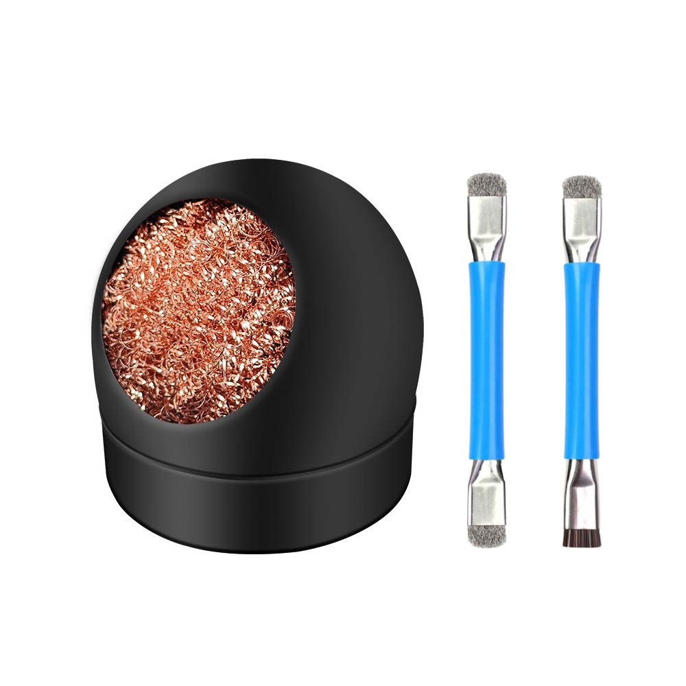 無鉛烙鐵頭清潔器開口款｜銅鋼絲/鋼絲毛刷