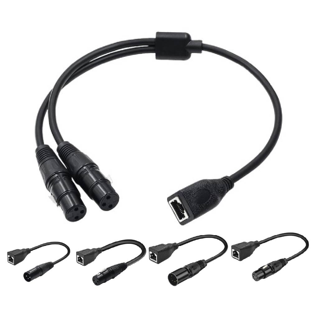 XLR轉RJ45轉接線 DMX舞台燈光訊號轉換頭｜XLR公母對網路孔｜0.3~0.5米