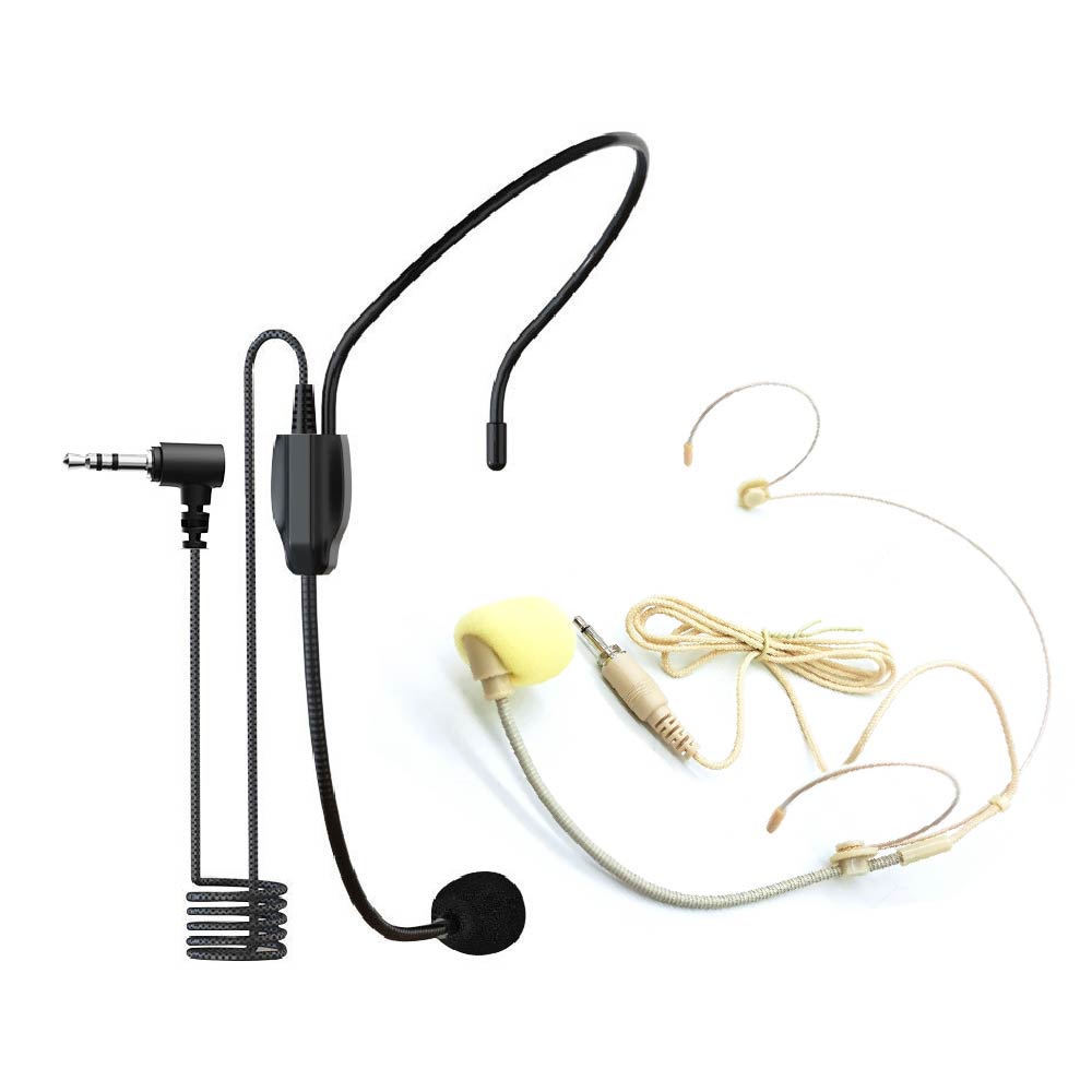 無痛頭戴耳掛式麥克風｜黑色/膚色｜3.5mm二環/一環