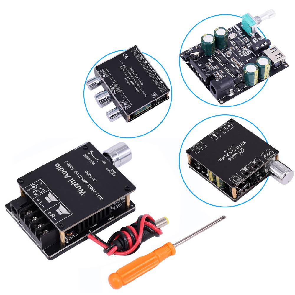 2x50W/2x100W 迷你藍芽5.0數字功放板｜可濾雜訊