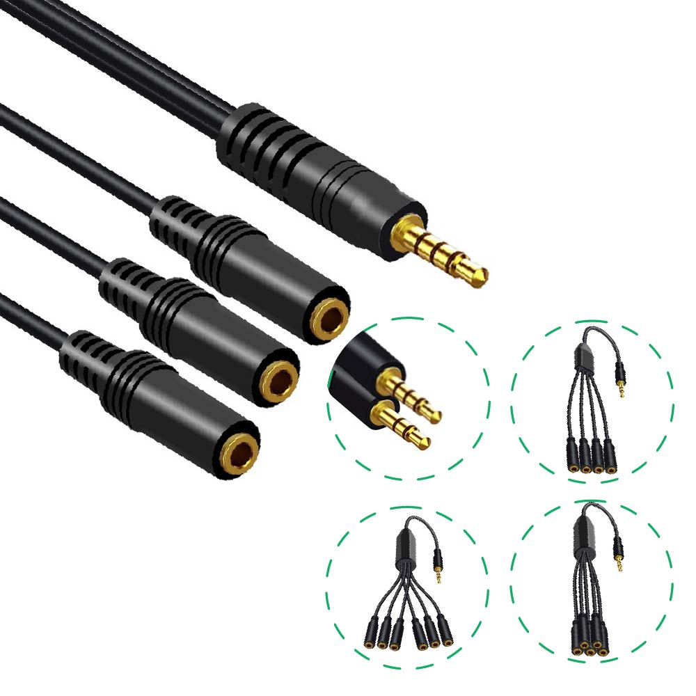 3.5mm公轉母雙聲道音源轉接線｜0.3米｜二環/三環｜一分三~六