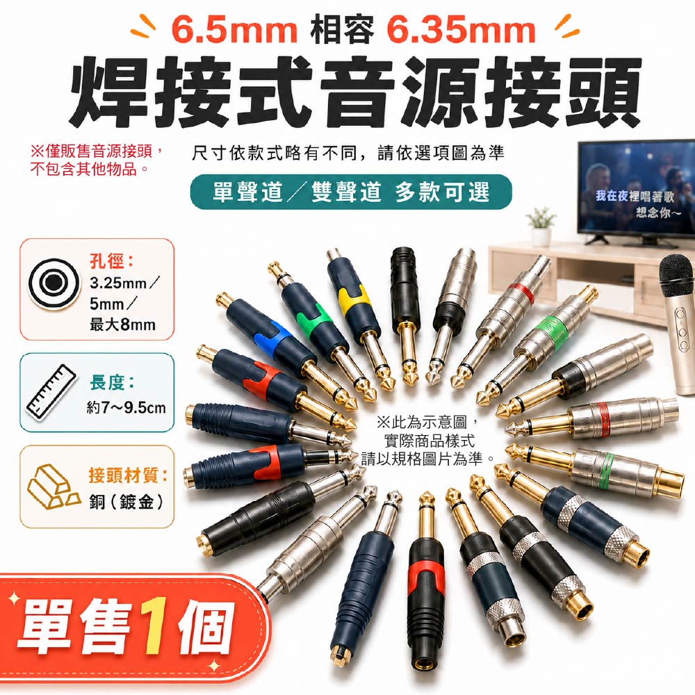 6.5mm(6.35mm)替換接頭｜一環/二環