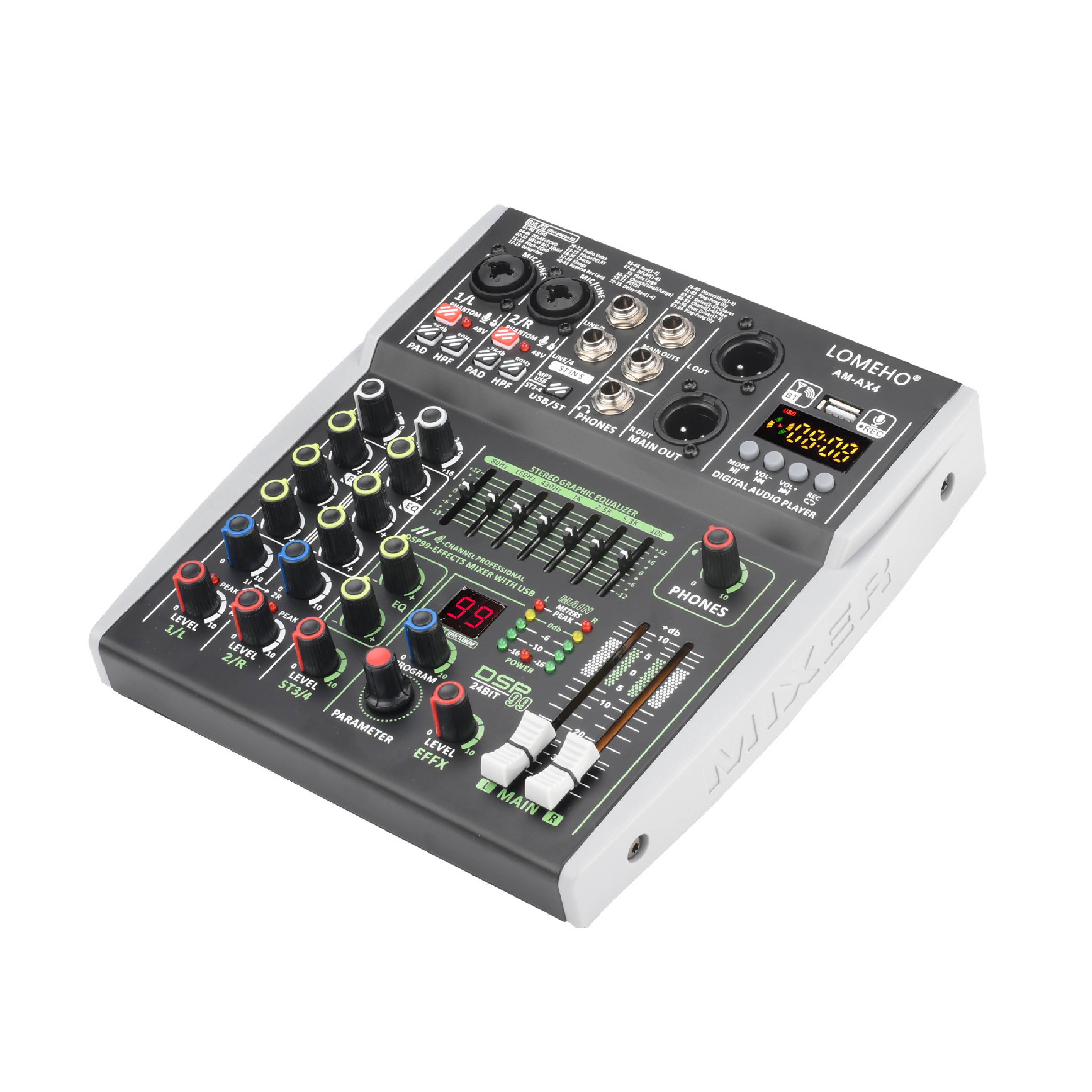 4路6路獨立48V幻象XLR混音器｜附DC電源線