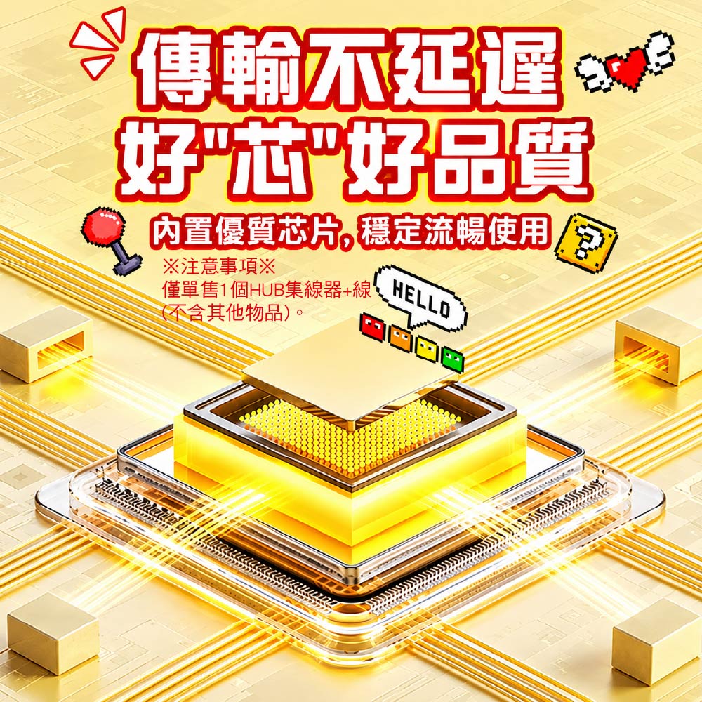 TypeC/USB2.0復古遊戲機HUB集線器|4孔|附30cm線 TypeC/USB2.0復古遊戲機HUB集線器|4孔|附30cm線