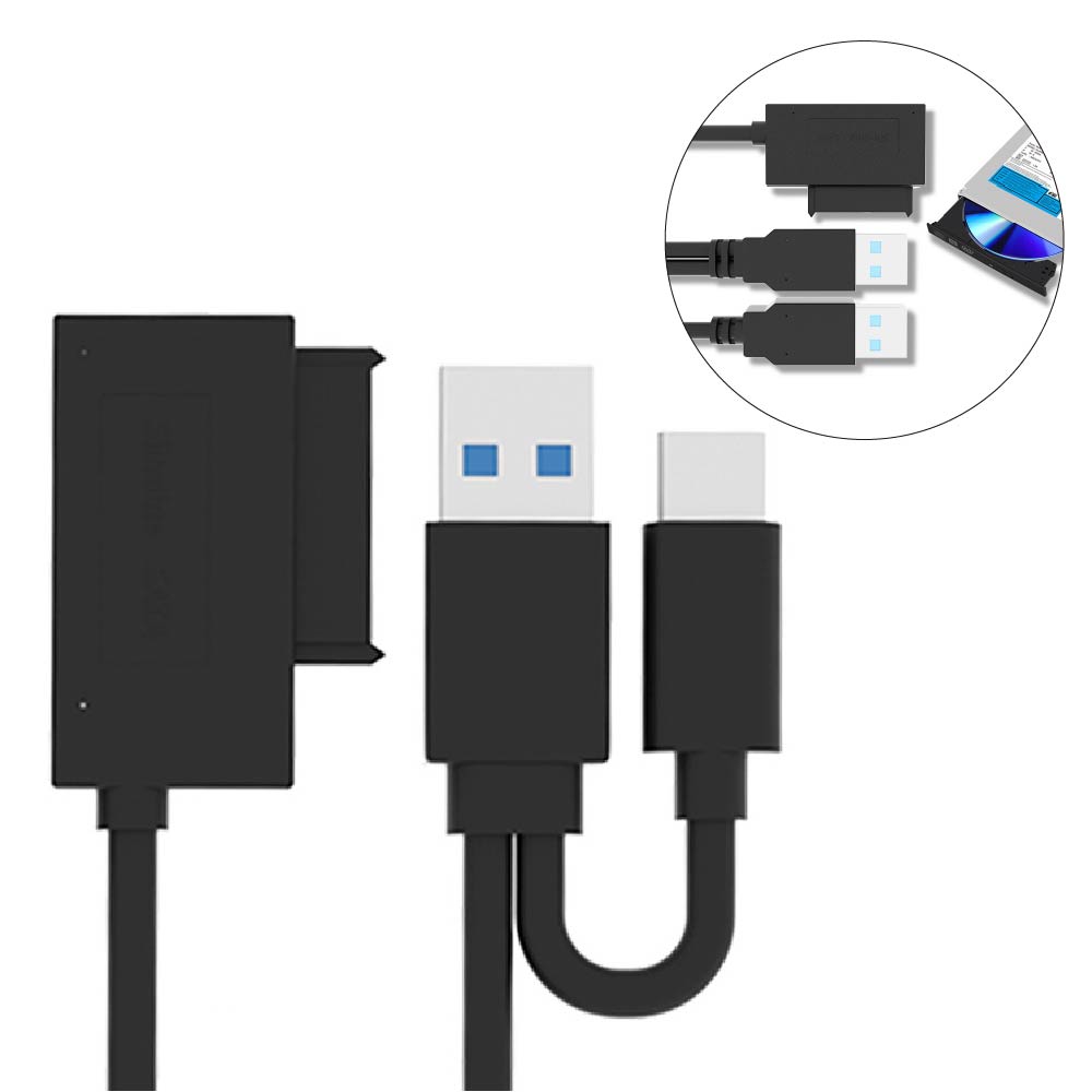 USB/TYPEC供電SATA7+6光碟機易驅線｜長50cm｜USB2.0