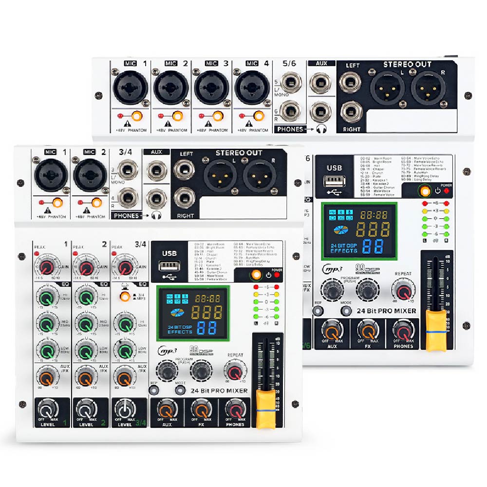AG04/G06高階直播級DSP效果混音器｜48V幻象XLR｜支援有線轉無電容動圈麥克風