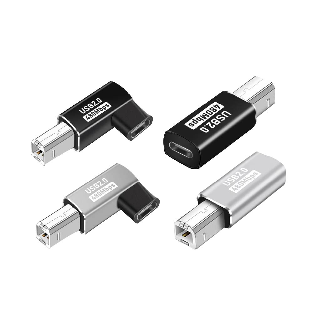 Type-C母轉USB-B公轉接頭｜直頭/彎頭