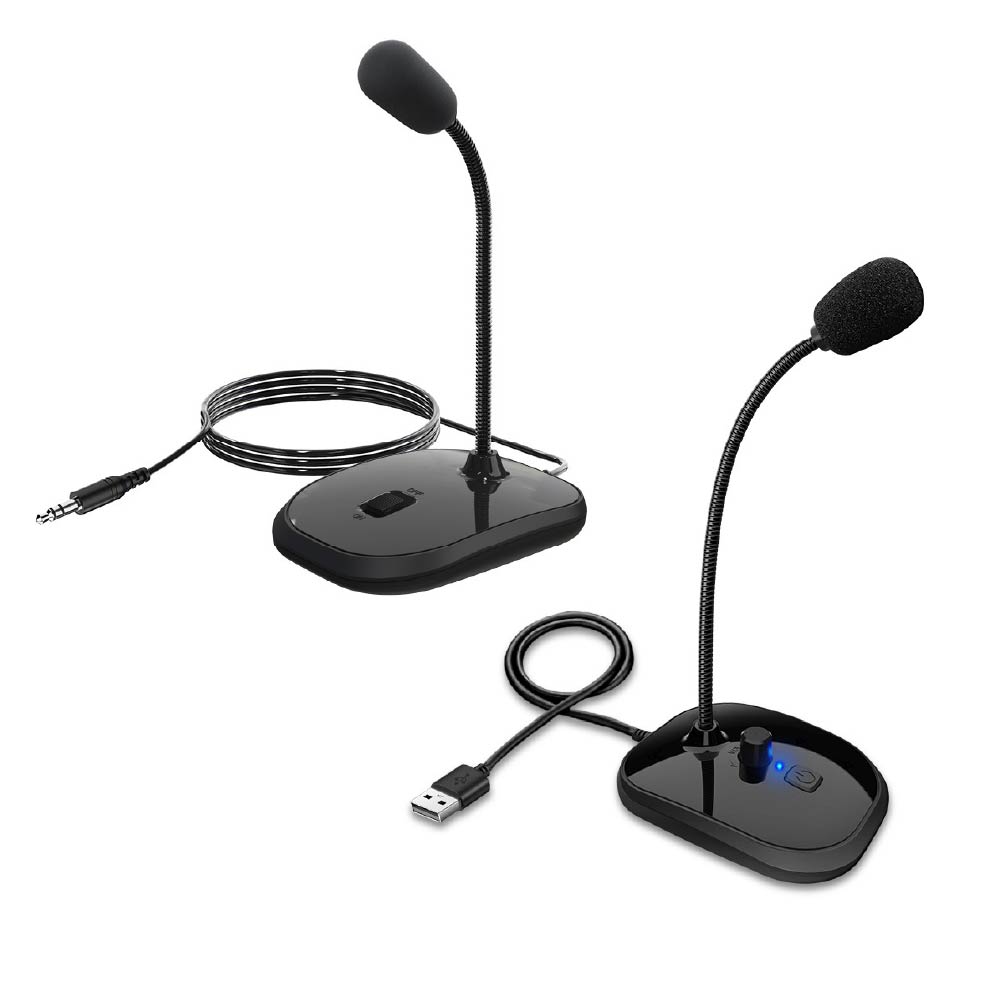 桌上型3.5mm二環/USB麥克風/對講機｜線長1.4米｜會議/直播/電競/遊戲/開台用